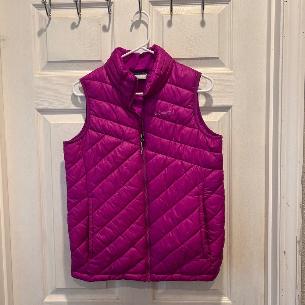 Columbia Girls Powder Lite Magenta Pink Quilted Insulated Puffer Vest‎ L 14/16